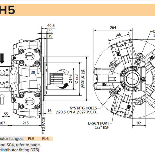 HYDRAULIC MOTOR , Model: R8D 1800C1100 H5 A0 D75